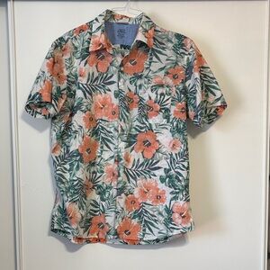 Izod Floral Button Down Shirt in Orange and Green